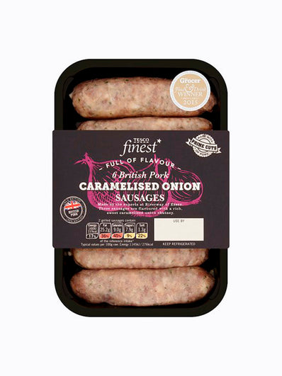 Tesco Finest 6 British Pork And Onion Sausages