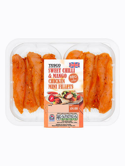 Tesco Bbq Mango And Sweet Chilli Chicken Mini Fillets 300G