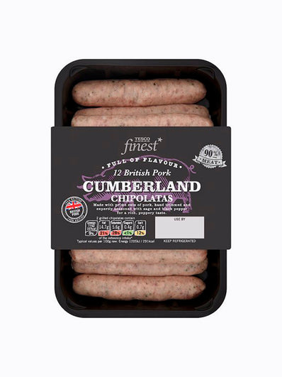 Tesco Finest British 12 Cumberland Chipolatas